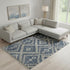 8' X 11' Denim Blue And Ivory Geometric Shag Non Skid Area Rug