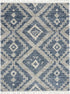 8' X 11' Denim Blue And Ivory Geometric Shag Non Skid Area Rug