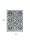 8' X 11' Denim Blue And Ivory Geometric Shag Non Skid Area Rug