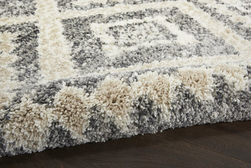 8' X 11' Gray Geometric Shag Area Rug