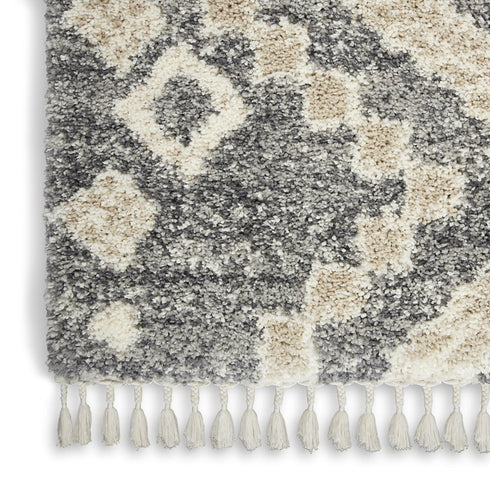 8' X 11' Gray Geometric Shag Area Rug