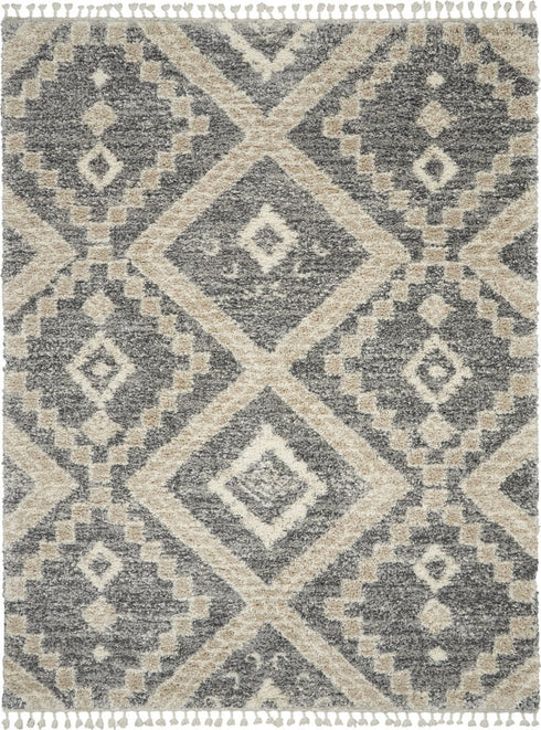8' X 11' Gray Geometric Shag Area Rug