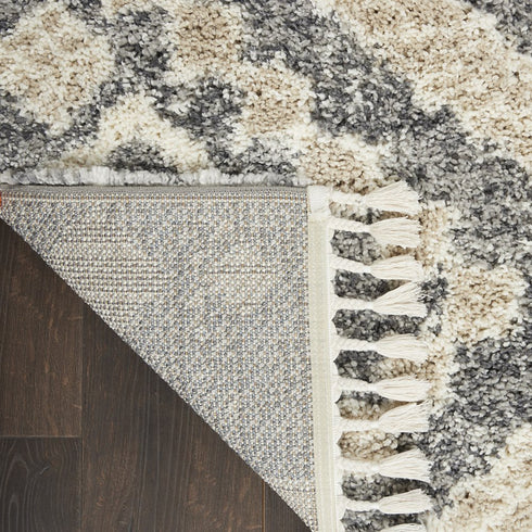 8' X 11' Gray Geometric Shag Area Rug