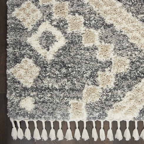 8' X 11' Gray Geometric Shag Area Rug