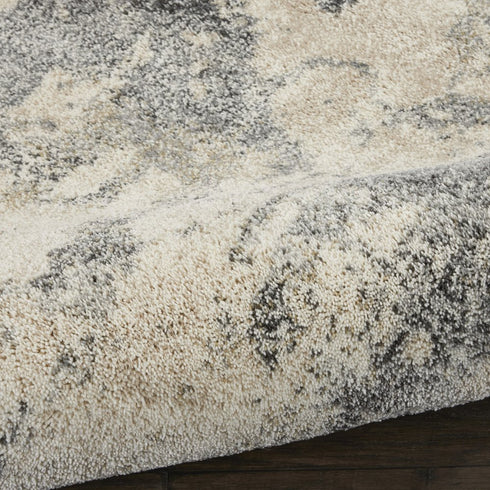 8' X 11' Cream and Gray Abstract Distressed Area Rug