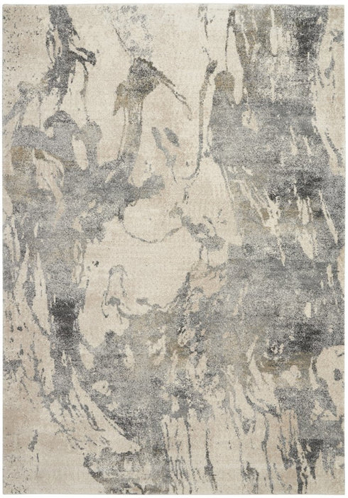 8' X 11' Cream and Gray Abstract Distressed Area Rug