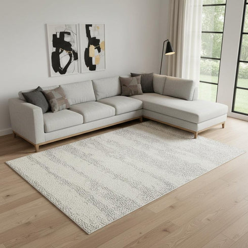 8' X 11' Beige And Gray Abstract Area Rug