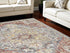 8' X 10' Blue and Red Floral Distressed Area Rug