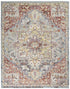 8' X 10' Blue and Red Floral Distressed Area Rug