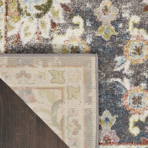 8' X 10' Charcoal Brown and Yellow Floral Distressed Area Rug