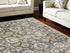 8' X 10' Charcoal Brown and Yellow Floral Distressed Area Rug