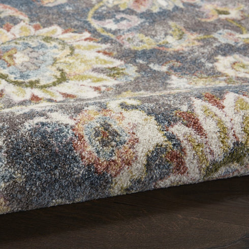 8' X 10' Charcoal Brown and Yellow Floral Distressed Area Rug