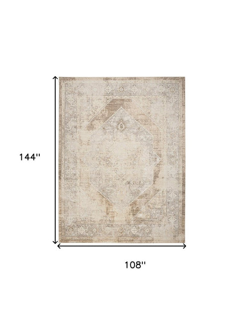 9' X 12' Tan And Beige Geometric Area Rug