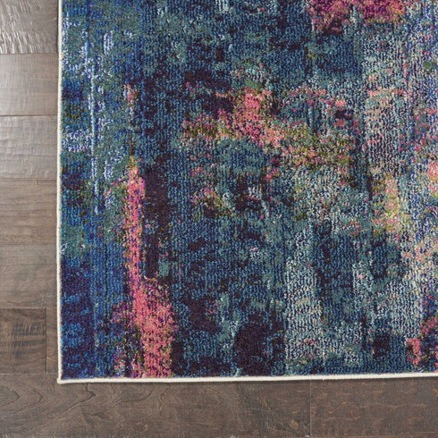 9' X 12' Blue and Yellow Abstract Power Loom Area Rug