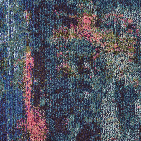 9' X 12' Blue and Yellow Abstract Power Loom Area Rug
