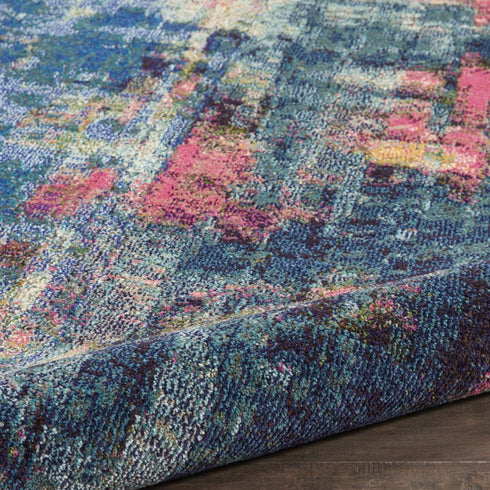 9' X 12' Blue and Yellow Abstract Power Loom Area Rug