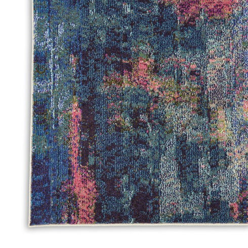 9' X 12' Blue and Yellow Abstract Power Loom Area Rug