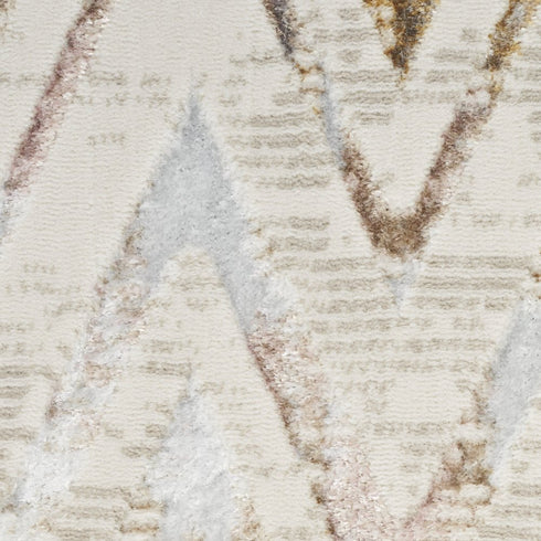 9' X 12' Ivory Black and Gray Chevron Distressed Non Skid Area Rug