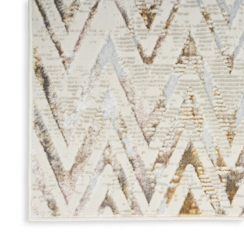9' X 12' Ivory Black and Gray Chevron Distressed Non Skid Area Rug