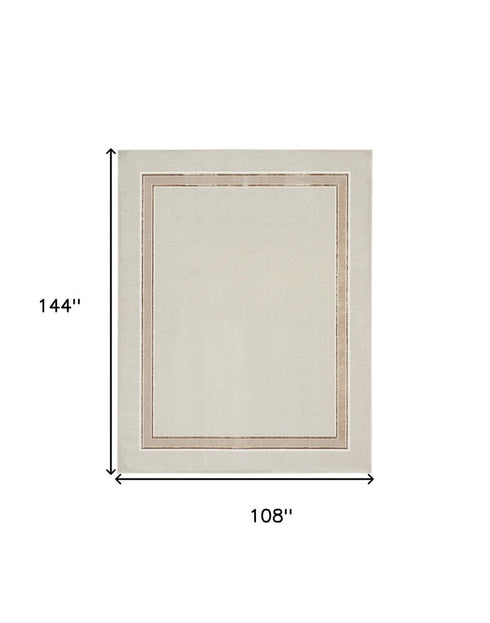 9' X 12' Gray Ivory and Cream Geometric Non Skid Area Rug
