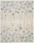 9' X 12' Ivory And Blue Floral Area Rug