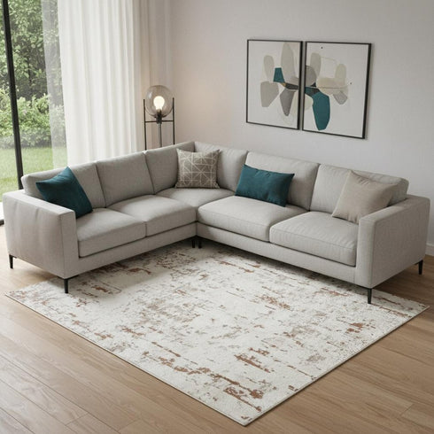 9' X 12' Cream Abstract Area Rug