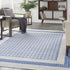 8' X 12' Ivory and Blue Geometric Distressed Non Skid Area Rug