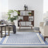 8' X 12' Ivory and Blue Geometric Distressed Non Skid Area Rug