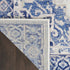 8' X 12' Ivory and Blue Floral Medallion Distressed Non Skid Area Rug