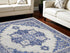 8' X 12' Ivory and Blue Floral Medallion Distressed Non Skid Area Rug
