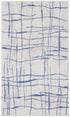 8' X 12' Ivory and Blue Floral Medallion Distressed Non Skid Area Rug