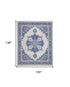 8' X 12' Ivory and Blue Floral Medallion Distressed Non Skid Area Rug