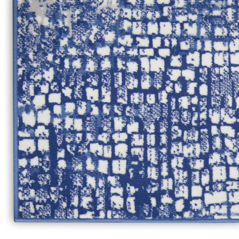 8' X 12' Ivory and Navy Blue Abstract Distressed Non Skid Area Rug