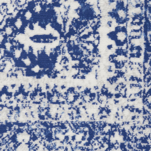 8' X 12' Ivory and Navy Blue Abstract Distressed Non Skid Area Rug