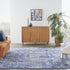 8' X 12' Ivory and Navy Blue Abstract Distressed Non Skid Area Rug
