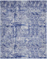 8' X 12' Ivory and Navy Blue Abstract Distressed Non Skid Area Rug