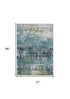 10' Blue And Green Abstract Runner Rug