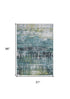 10' Blue And Green Abstract Runner Rug