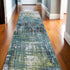 10' Blue And Green Abstract Runner Rug