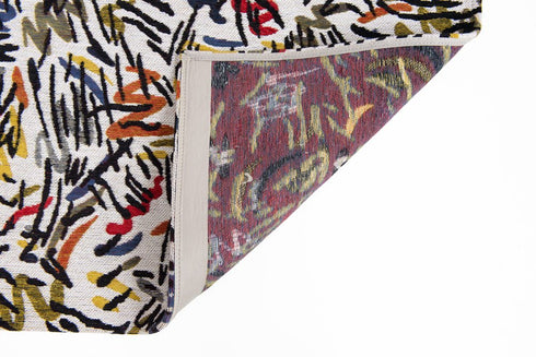 6' X 8' White Abstract Washable Area Rug
