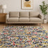 6' X 8' White Abstract Washable Area Rug