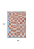 8' X 11' Blue and Red Geometric Non Skid Area Rug