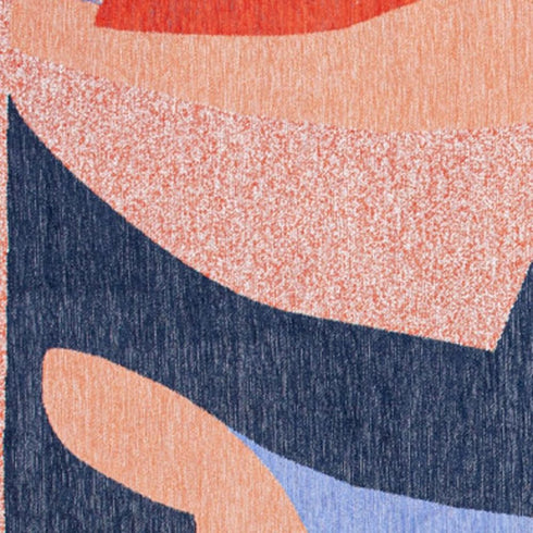 8' X 11' Blue And Red Abstract Washable Area Rug