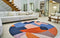 9' X 13' Blue And Red Abstract Washable Area Rug