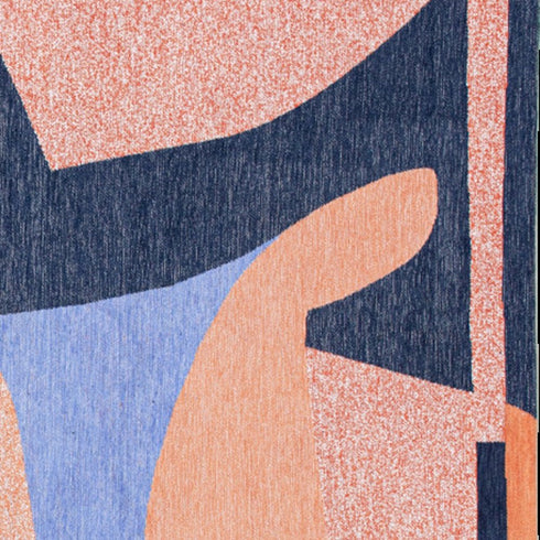 9' X 13' Blue And Red Abstract Washable Area Rug