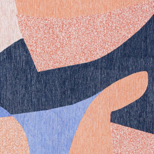 9' X 13' Blue And Red Abstract Washable Area Rug