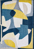 8' Blue And Yellow Abstract Washable Round Rug