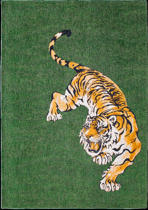 6' X 8' Green And Yellow Abstract Washable Area Rug