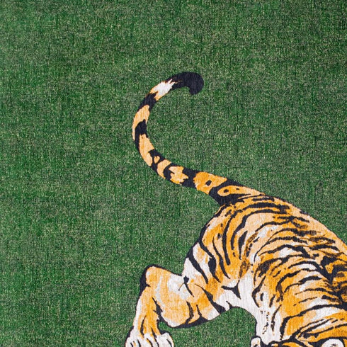 6' X 8' Green And Yellow Abstract Washable Area Rug