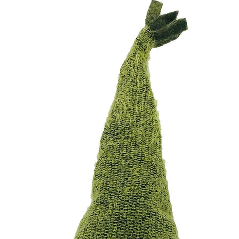 23" Green And White Fabric Standing Gnome